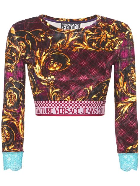 versace couture crop top|More.